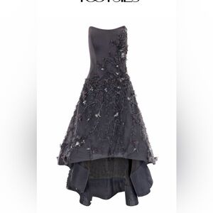 Elegant Fouy Chov Couture Navy High-Low Dress w/ Black Embellishments WORN ONCE